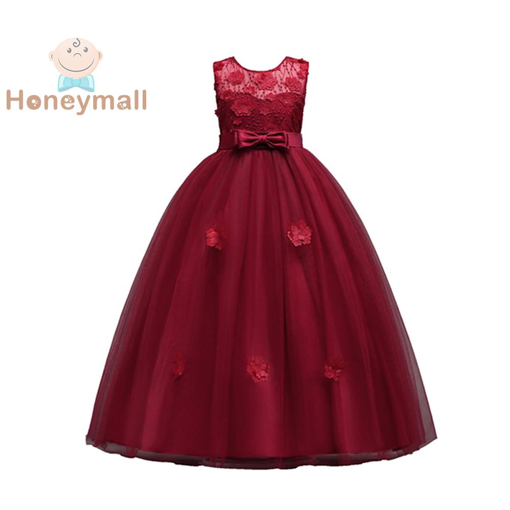Đầm xòe công chúa màu đỏ rượu vang cho bé gái (15-16Y)-209772.24