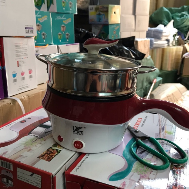 Nồi chiên nấu mini đa năng chống dính 2 tầng(kèm lồng hấp inox)