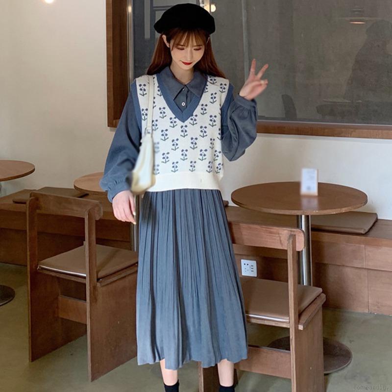 Áo Dệt Kim Sát Nách Cổ Chữ V Màu Sắc Tương Phản Phong Cách Retro Hàn Quốc | BigBuy360 - bigbuy360.vn