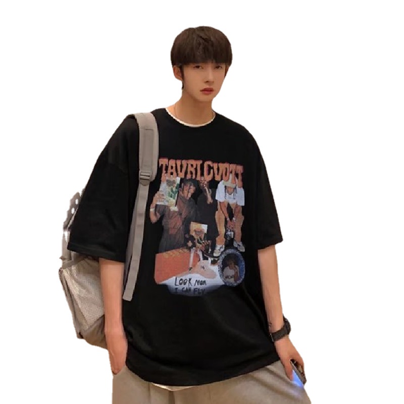 Áo Thun Nam Tay Ngắn Cổ Tròn In Chữ Thời Trang Size S-8XL