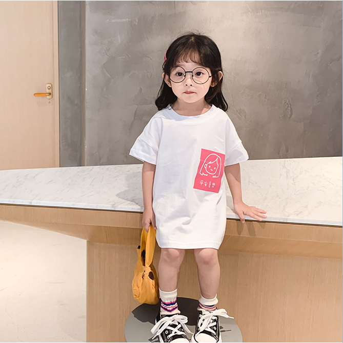 Little girl Korean wave pure cotton babies T-shirt skirt rkklgd