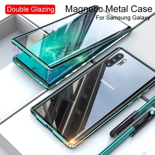 Samsung Galaxy Note 9 10 Plus 10 Lite 20 Ultra S23 FE S23 Ultra S24 Plus S24 Ultra Ốp điện thoại kính cường lực 2 mặt khung kim loại bảo vệ 360 cho