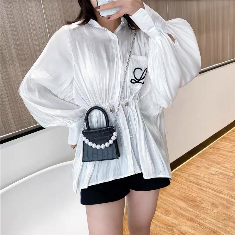 Túi Xách Tay Đeo Chéo Mini Tặng Kèm Dây Ngọc Cao Cấp