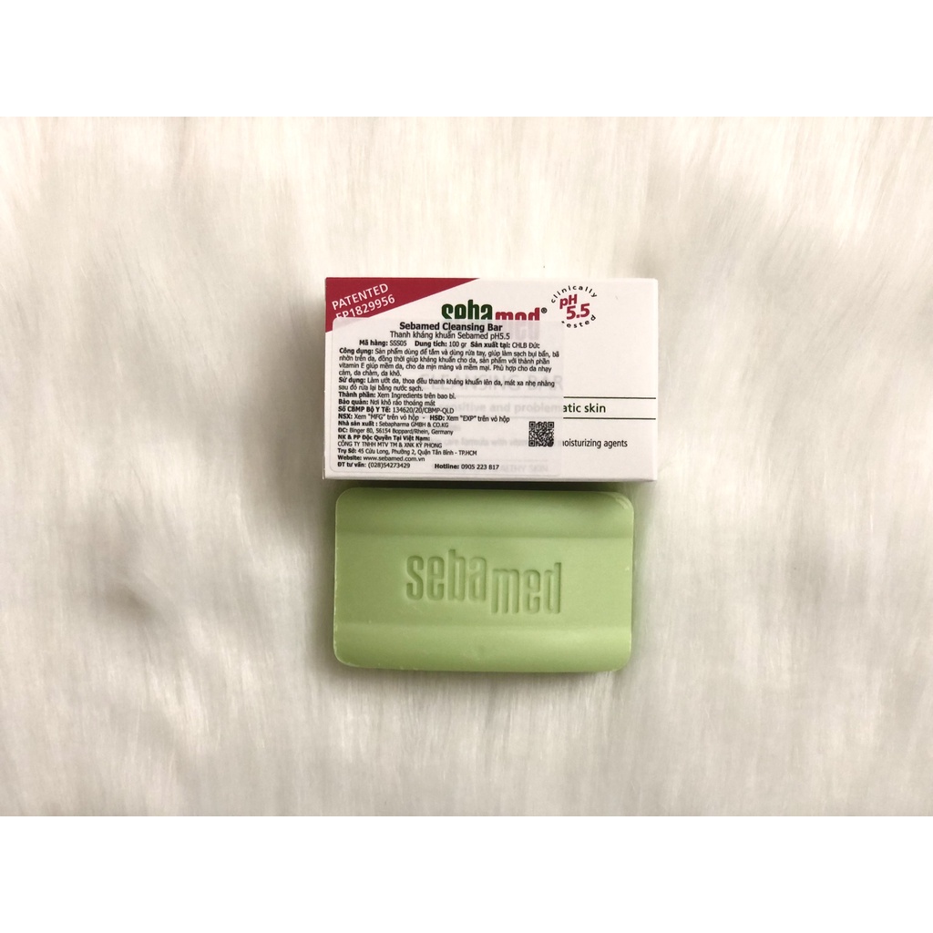 Xà Phòng làm sạch kháng khuẩn Sebamed Cleansing Bar pH5.5 100g/1 thanh [Nhập Khẩu Chính Hãng]