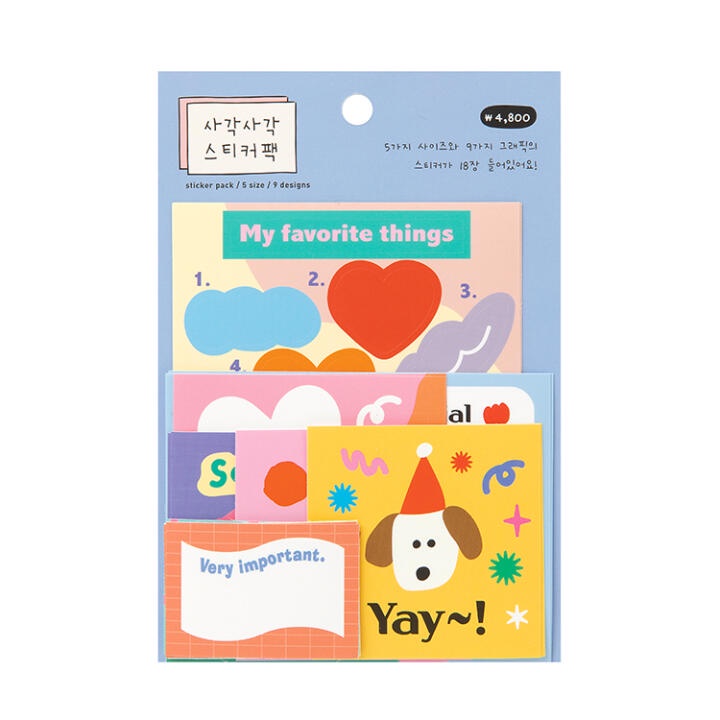 Set 18 Tấm Sticker Size Hình Vuông ARTBOX Hàn Quốc Nhiều Kiểu Họa Tiết Xinh Xắn