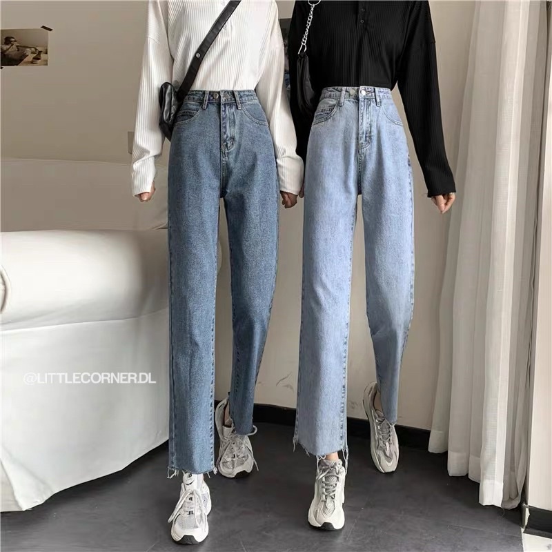 Quần Slim Jean Ống Suông Nữ Trơn - Quần Jean BIGSIZE 2 Màu Lưng Cao Quảng Châu hàng có sẵn | BigBuy360 - bigbuy360.vn