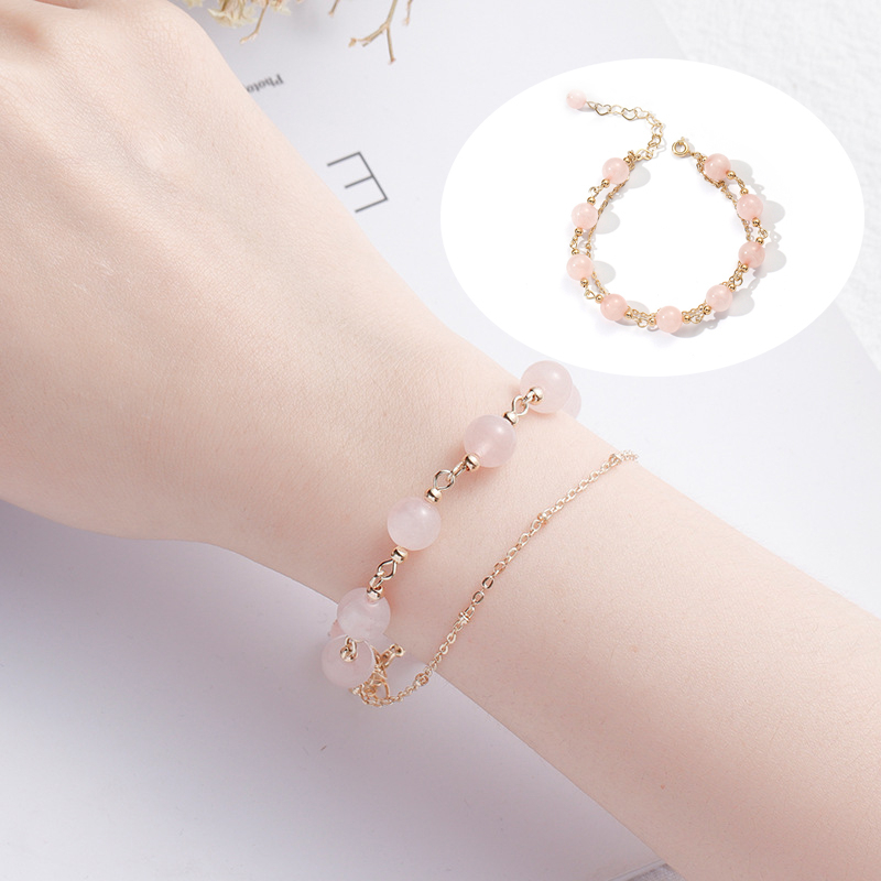 Pink Sakura Natural Crystal Bracelet Lucky Stone Bracelet Fashion Accessories