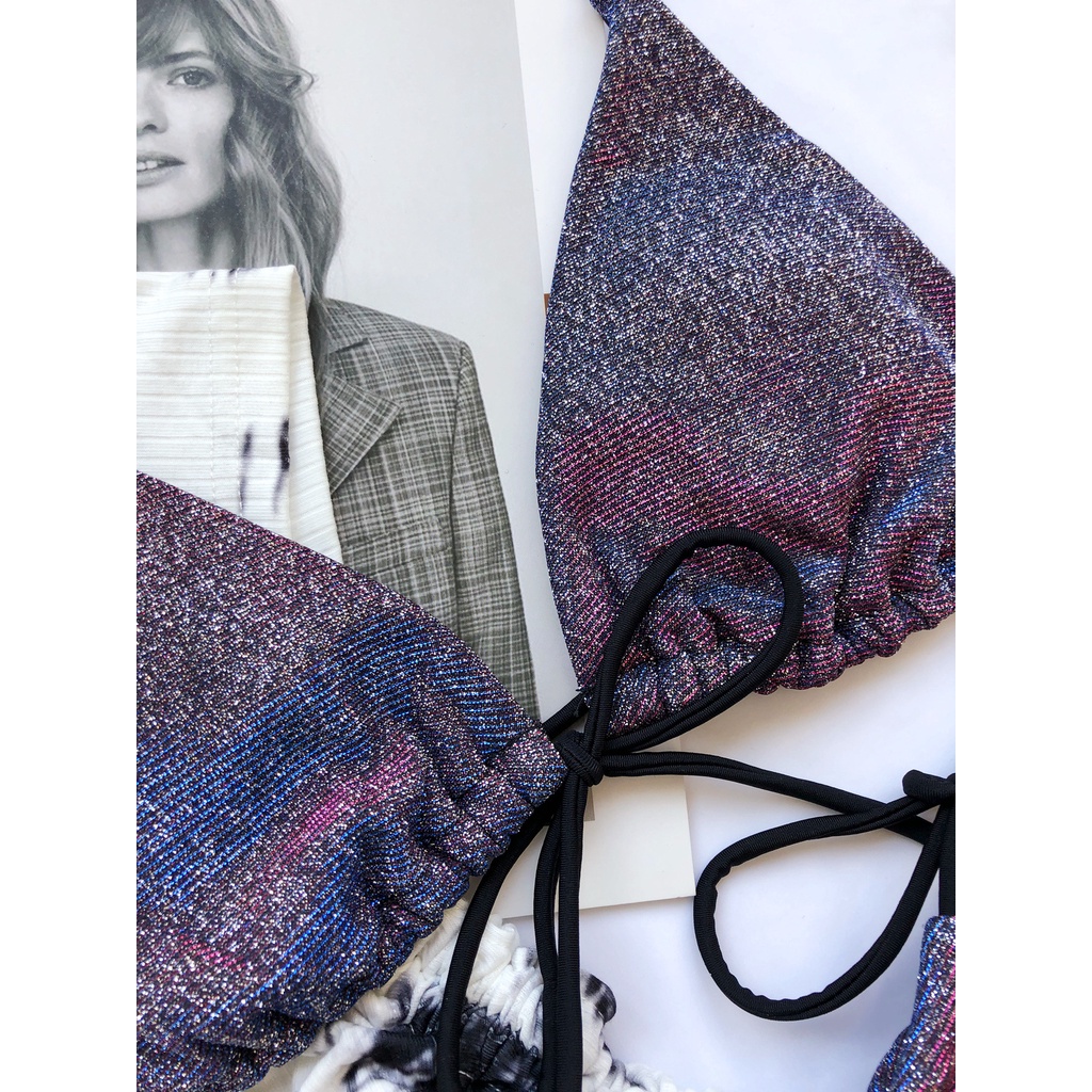 DUNEA Bộ đồ bơi bikini ánh kim quyến rũ thời trang cho nữ