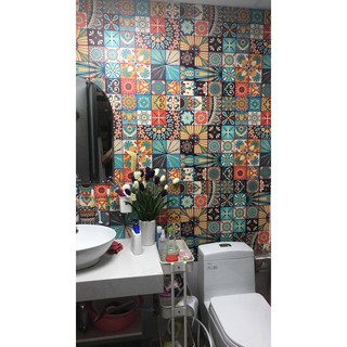 Set 120 ô Decal gạch bông bamboo