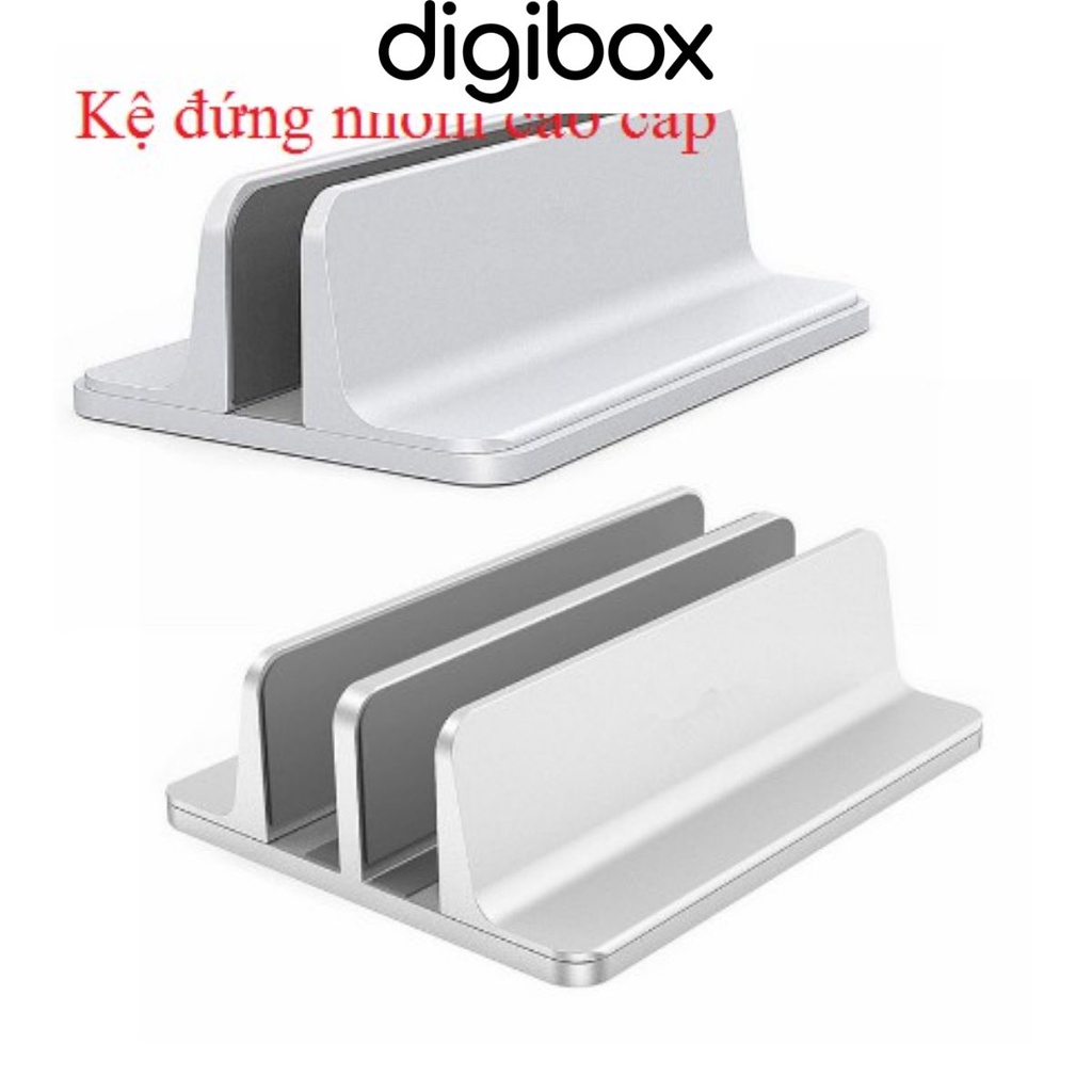 Giá đỡ laptop, macbook bằng nhôm dạng đứng cứng cáp, sang trọng dựng gọn laptop, macbook, máy tính gọn gọn gàng hơn.
