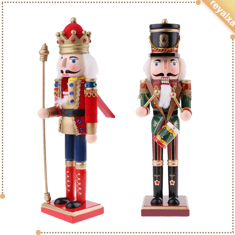 Set 2 mô hình Nutcracker King bằng gỗ trang trí giáng sinh