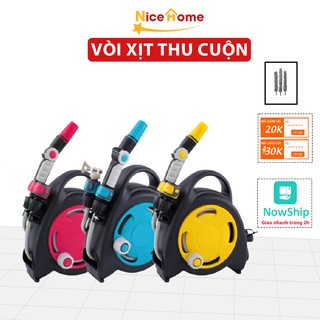 Bộ vòi xịt thu cuộn ống nước, bộ vòi xịt rửa xe tưới cây cuộn ống thu gọn 3 chế độ phun dài 12m