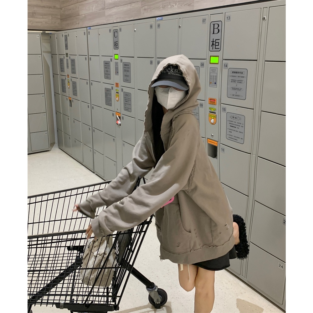 Áo Khoác cardigan Có Nón Dáng Rộng Thời Trang Mùa Thu Phong Cách Hàn Quốc Cho Nữ