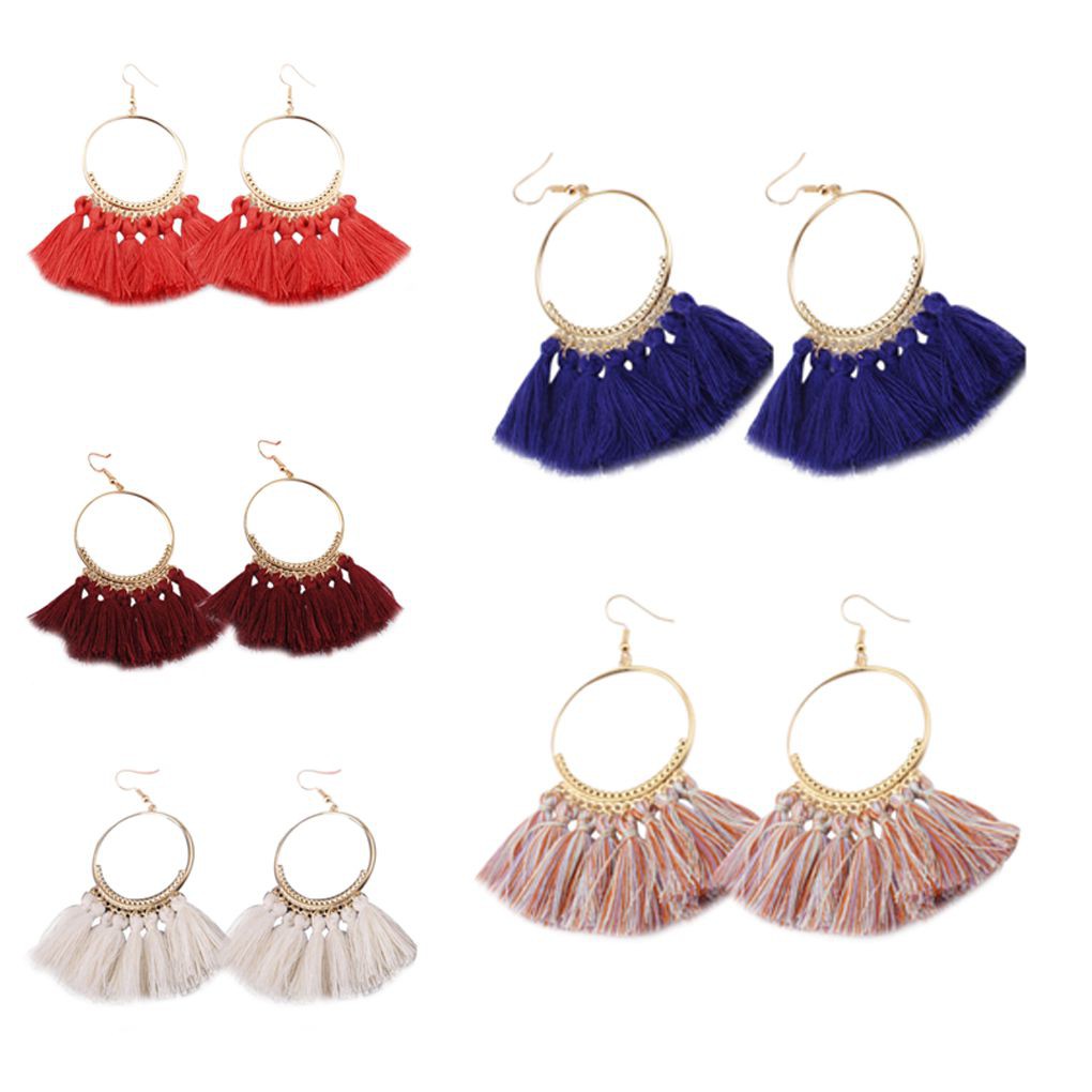 Đôi bông tai dài tua rua phong cách Bohemia cho nữ