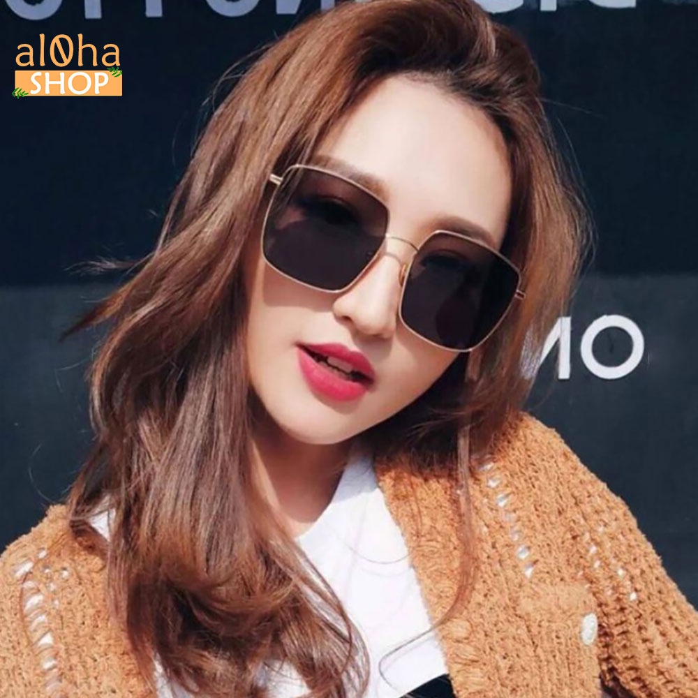 Kính mát thời trang chống nắng gọng sắt vuông K023 unisex nam nữ kính râm phong cách - al0ha Shop