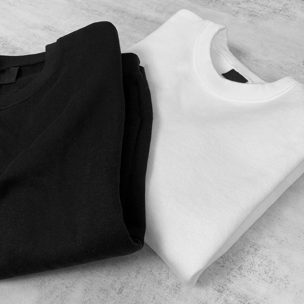 Áo Sweater Nam Nữ Cổ Tròn Form Rộng, Áo sweater nỉ unisex Classic 2 Màu Trắng Đen
