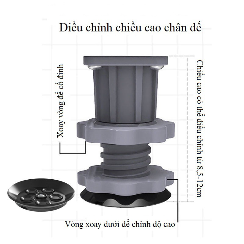 Chân máy giặt tủ lạnh 6 đế 45-85cm cao cấp