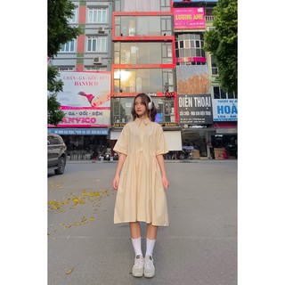Váy polo trơn cộc tay / be