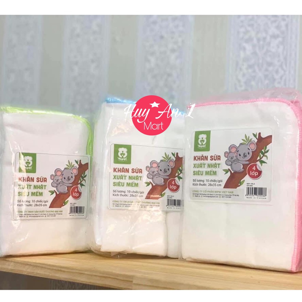 HÀNG CHÍNH HÃNG Combo 10 c khăn sữa SIÊU MỀM xuất Nhật Mipbi 2 lớp AN TOÀN CHO TRẺ SƠ SINH