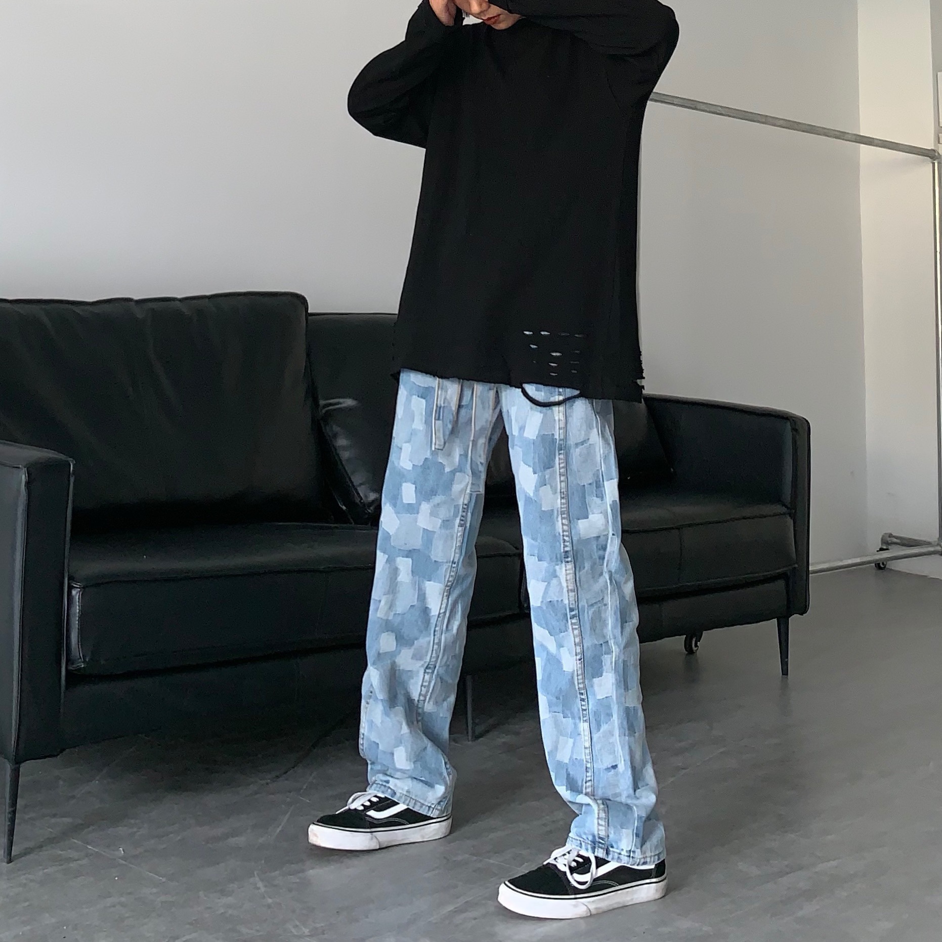 Quần jean dài dáng rộng phong cách retro hip hop thời trang cá tính cho nam | BigBuy360 - bigbuy360.vn