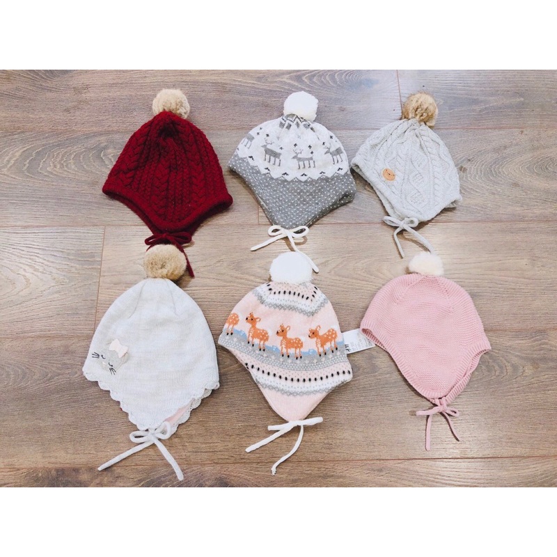 Mũ len lót nỉ Hm xuất cho bé