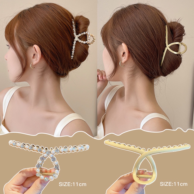 Kẹp tóc kim loại hình cá mập cỡ lớn phong cách Hàn Quốc