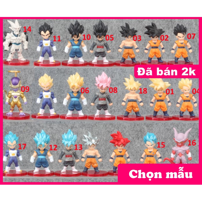 Lẻ Mô hình nhân vật 7 viên ngọc rồng Dragon Ball Son Goku chibi dễ thuong 6-7cm
