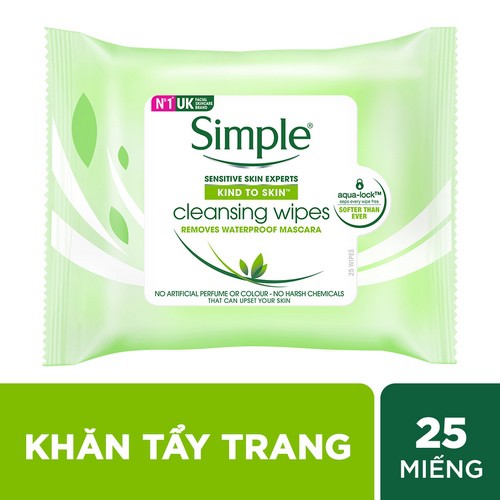 Bộ làm sạch và cân bằng da Simple: Nước Hoa Hồng Simple 200ml + Khăn giấy tẩy trang Simple 25 tờ