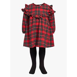 Đầm đỏ tay lỡ bé gái NEXT UK Red Tartan Frill Sleeve Dress size 0-3 tháng _ hàng chính hãng authentic