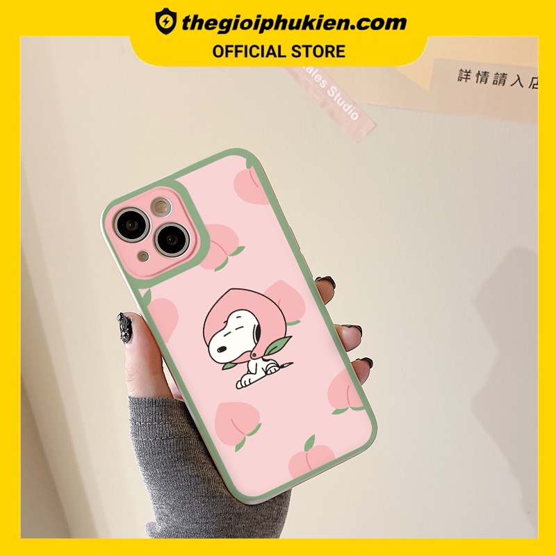 Ốp iphone - Ốp lưng iphone cạnh vuông chú chó đội mũ đào dành  cho ip 6 đến 14promax - ng215