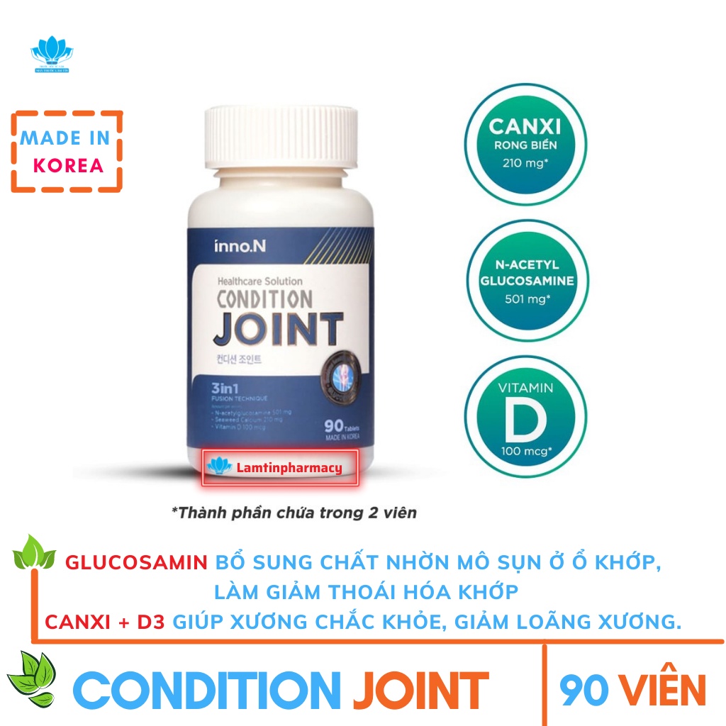 ☘️☘️☘️( Tặng quà chất ) Bổ Khớp Glucosamine Condition Joint hỗ trợ tăng cường chức năng xương khớp Korea ( 90 Viên)