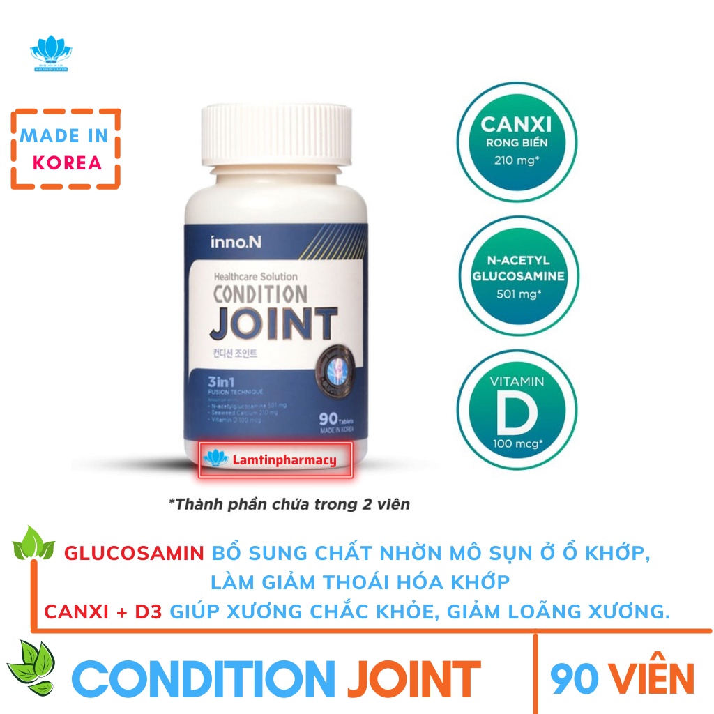✔(Tặng Khẩu Trang 4L Chất Chính Hãng) Bổ Khớp Glucosamine Condition Joint tăng cường chức năng xương khớp Korea (90V)