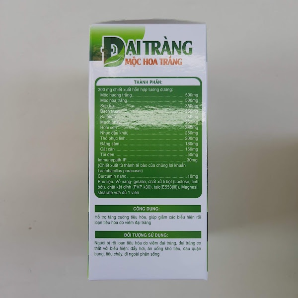 Viên uống ĐẠI TRÀNG HOA MỘC TRẮNG _ Dành cho người bị viêm đại tràng, đại tràng co thắt - Hộp 30 viên