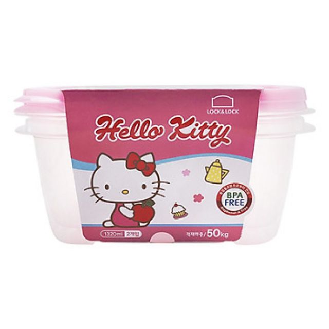 Bộ 2 Hộp Nhựa Hello Kitty Lock&amp;Lock - LKT807 - 1320Ml