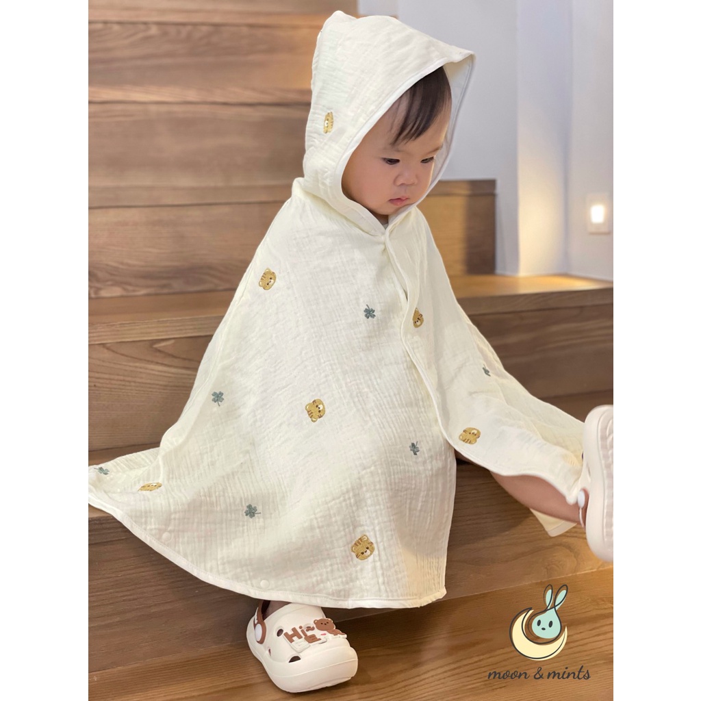 Áo khoác chống nắng cánh dơi bé trai bé gái Muslin mềm mại Moon&Mints