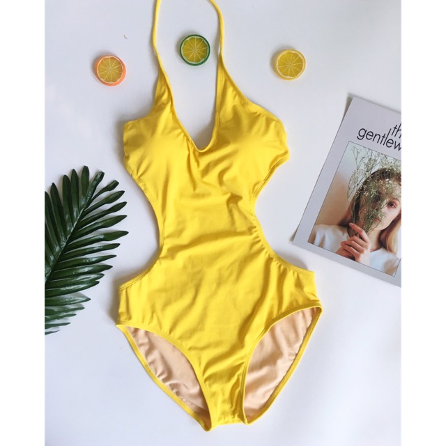 Bikini cổ V cut- out vàng