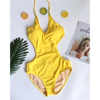 Bikini cổ V cut- out vàng