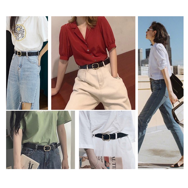 SmileFairyCC【COD &amp; Hàng Có Sẵn】Thắt Lưng Da Mềm Mỏng Khóa Tròn Kiểu Hàn Quốc Thời Trang Cho Học Sinh