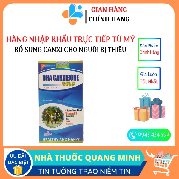 DHA CANXIBONE GOLD-Canxi d3k2 giúp phát triển chiều cao,bổ sung canxi người bị loãng xương tê bì chân tay Nhập Khẩu M