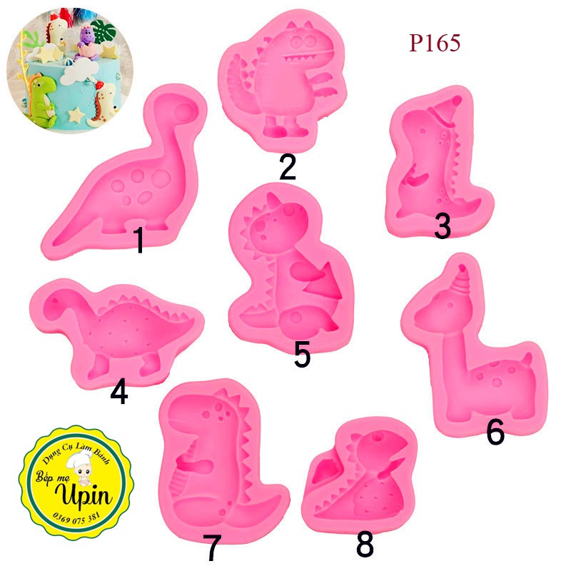 Sét 8 Khuôn Slicon Khủng Long To/ vỉ khủng long nhỏ