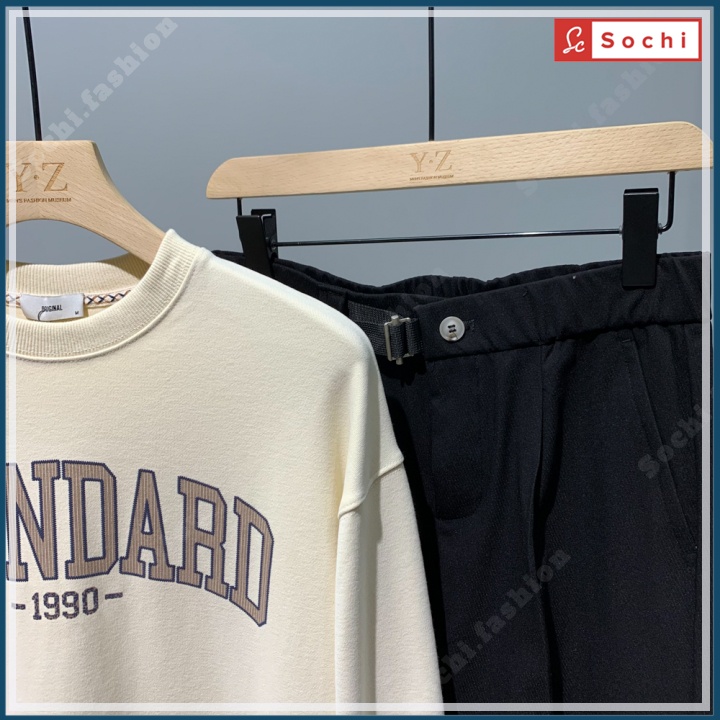 Áo thu đông tay dài nam, áo sweater cổ tròn mềm mịn cá tính in Standard mã SW.621