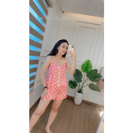 Bộ ngủ Bambi - lụa cao cấp Bambi 2 dây quần đùi hình thật tự chụp M961