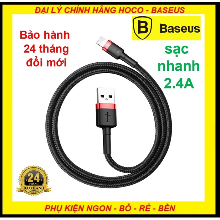 Cáp Sạc Nhanh iPhone Ipad Baseus Cafule 2.4A iPhone Ipad Siêu Bền - Cáp sạc iPhone 5 / 6 / 7 / 8 / X / XS / XS / 11 /