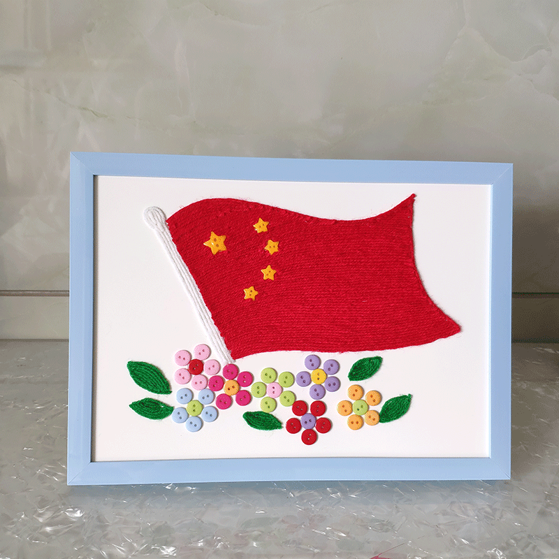 Hoạt động Quốc Khánh làm bằng tay vẽ diyvẽ trẻ em phụ huynh-con tương tác len nút dán vật liệu sơn gói màu đỏ