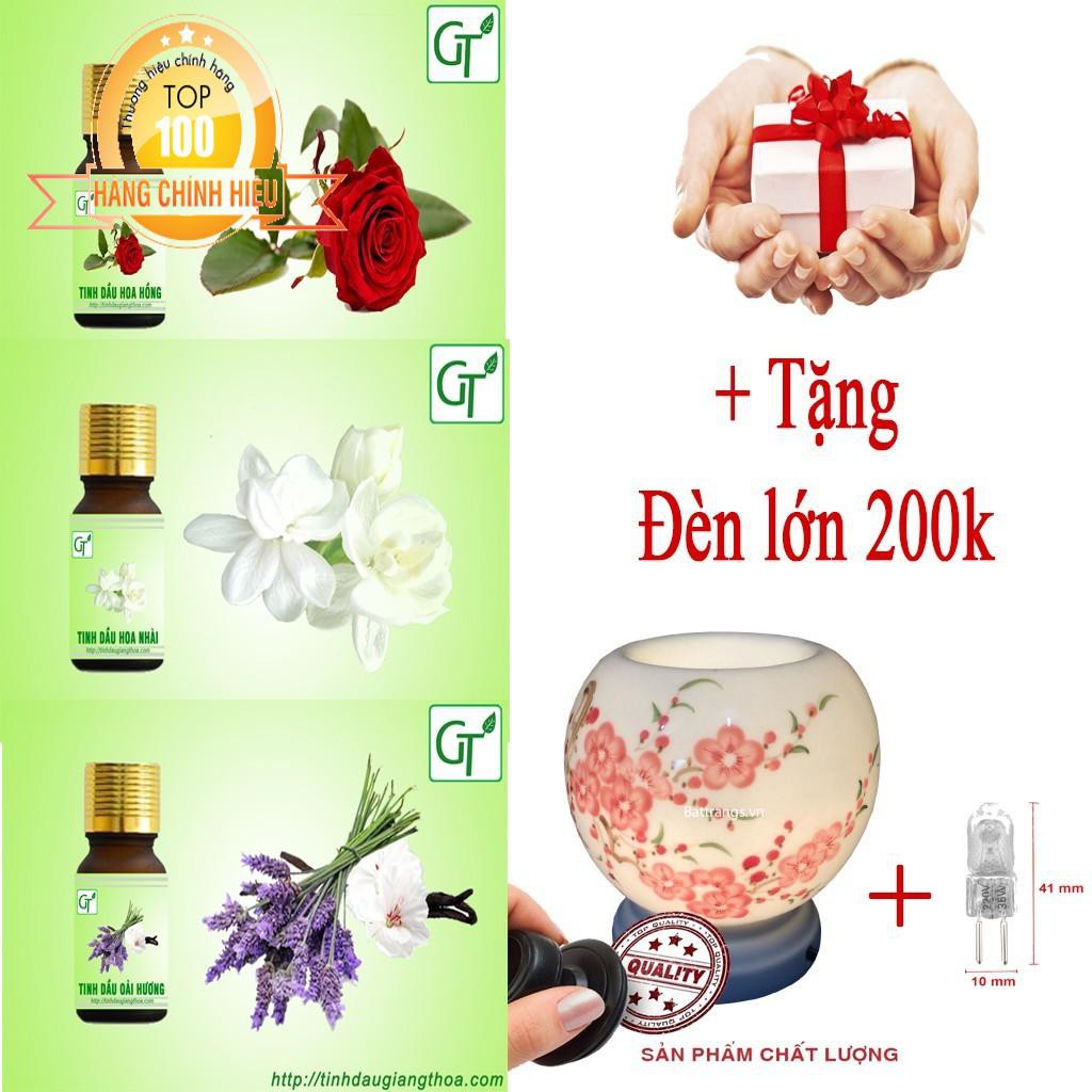 [TRỢ GIÁ] -  [COMBO] 3 tinh dầu Hoa hồng, hoa Nhài, Hoa Ly Cao Cấp + Tặng đèn xông lớn 200k 