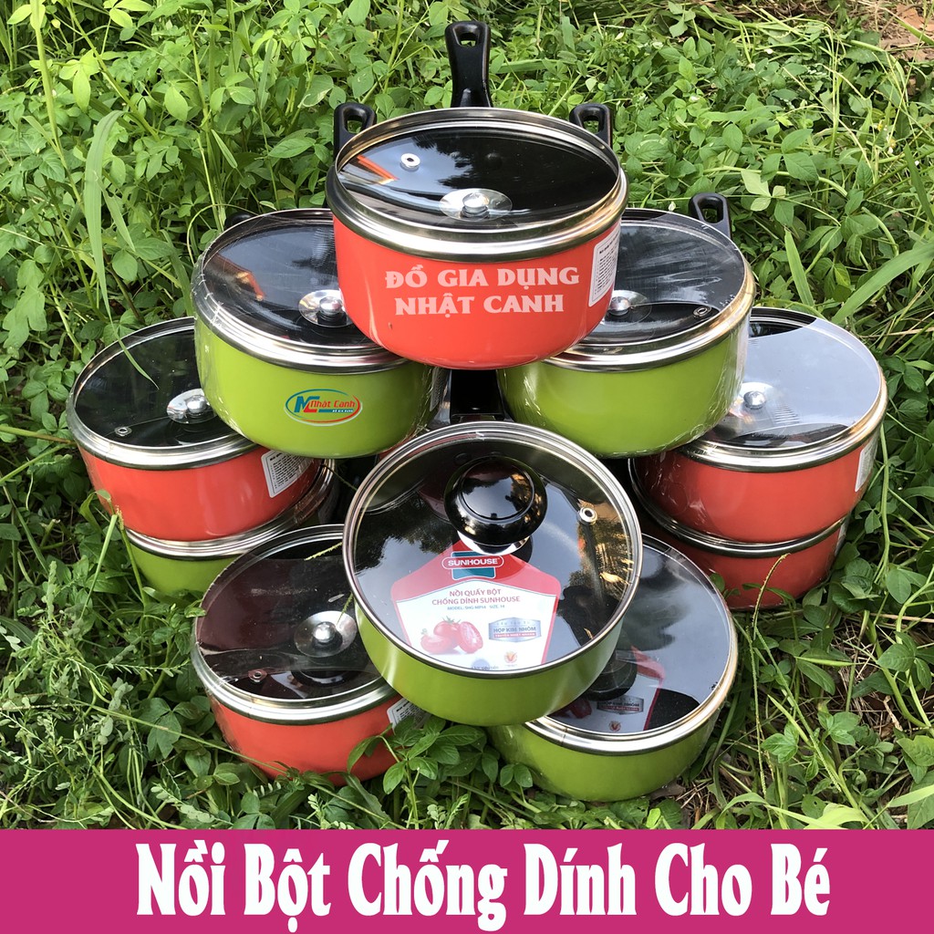 Nồi nấu bột chống dính Sunhouse đun gas nấu cháo cho bé tập ăn dặm