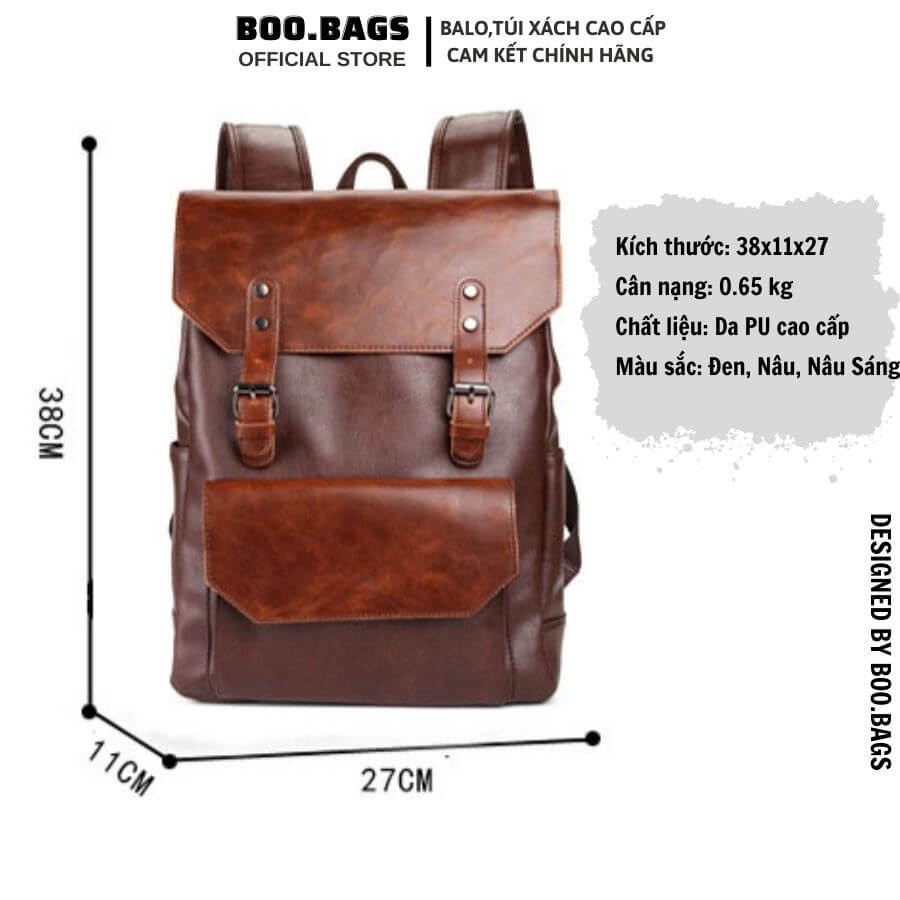 Balo Da Nam - Nữ Trẻ Trung Hàn Quốc Chống Nước, Cặp Da Nam - Nữ Cao Cấp Size Lớn Nhiều Màu B00-007 Boobags