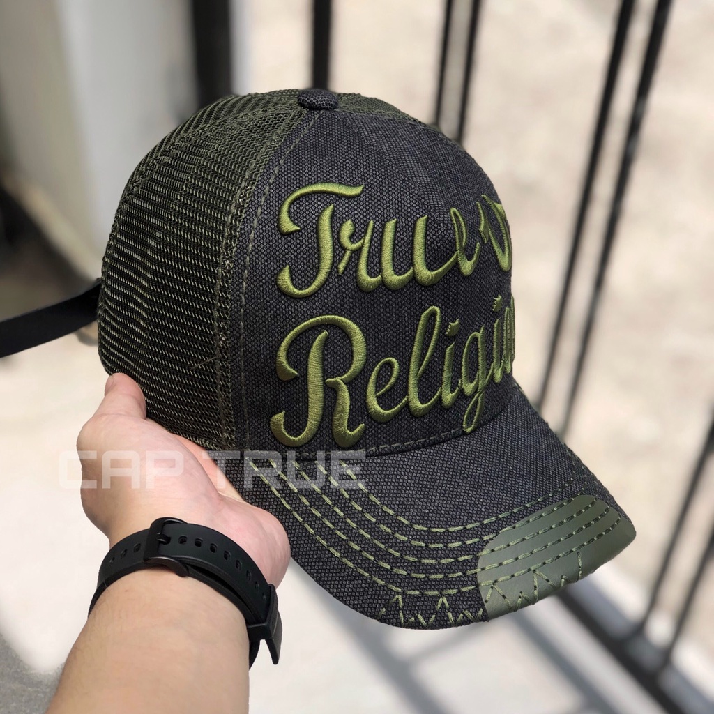 Mũ Lưỡi Trai Thời Trang Nam Nữ - Nón Ông Địa TRUE RELIGION Chữ Thêu Phối Lưới Cực Chất