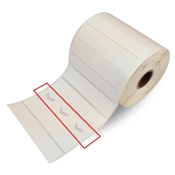 Giấy in mã vạch/Decal 35x22 cuộn 50m khổ 110mm - tem xương cá
