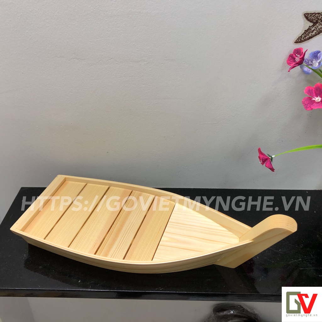 [Dài 35cm - Chuẩn Nhật] Khay thuyền gỗ trang trí món ăn sushi - sashimi cho nhà hàng Nhật Bản - Gỗ thông nhập khẩu